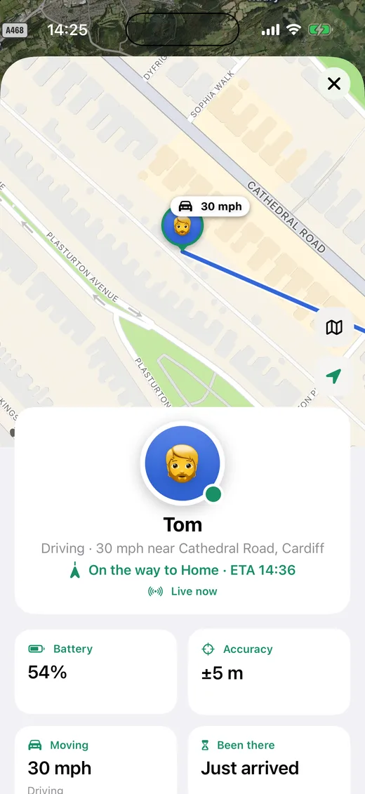 A person's live details